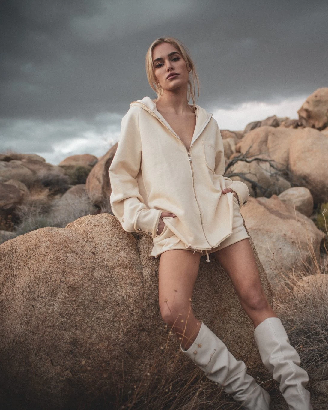 Michelle Randolph wearing J.ING’s Made for a Muse capsule collection in the California desert