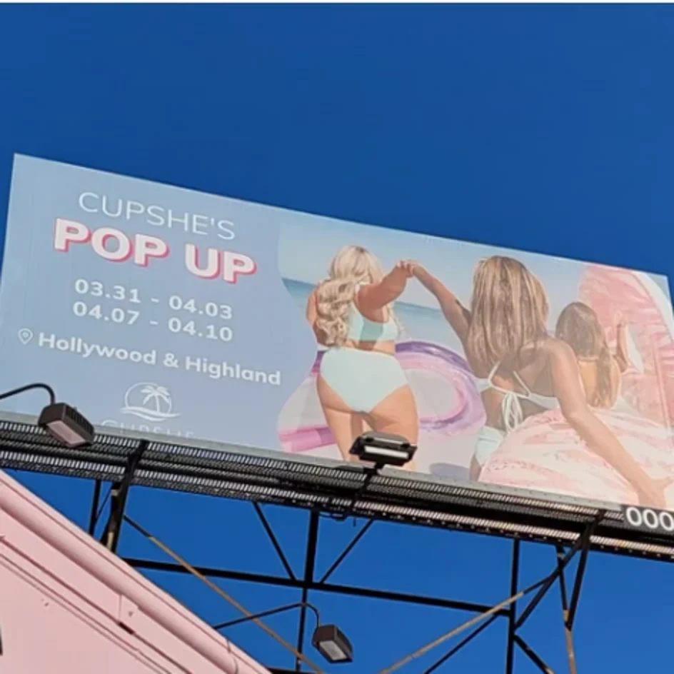 CUPSHE pop-up and billboard installation